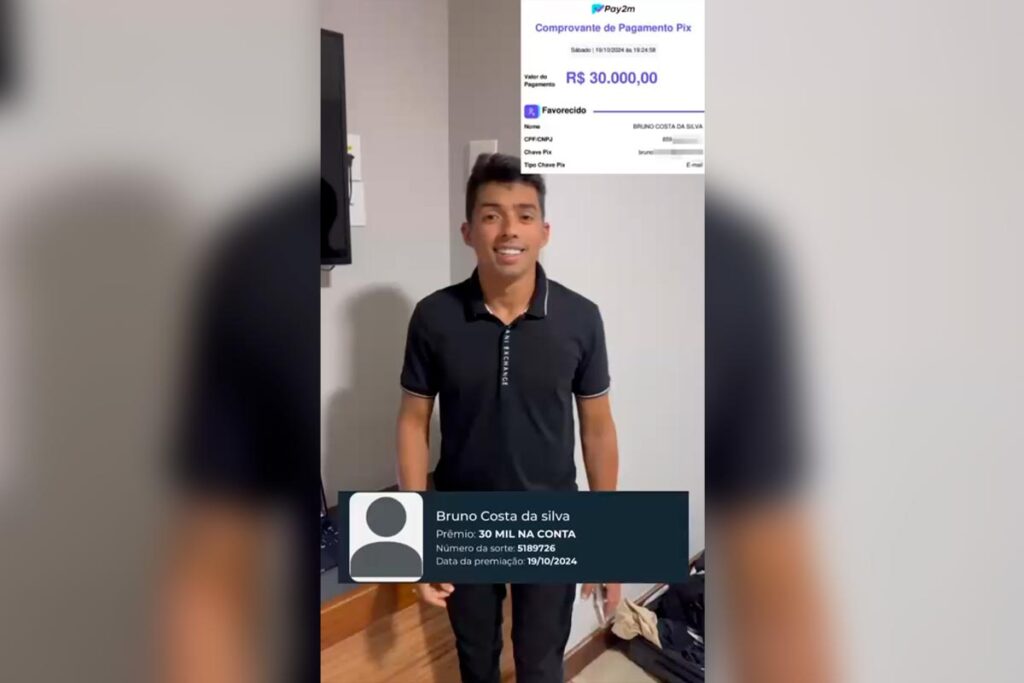 Bruno Costa da Silva foi o ganhador dos 30 mil na conta